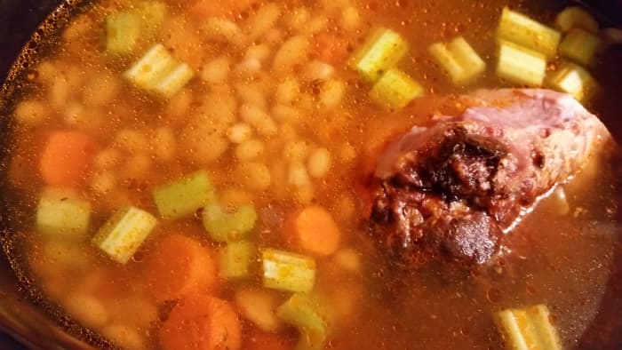 You want too much broth/water mixture rather than too little when cooking for 8 hours.