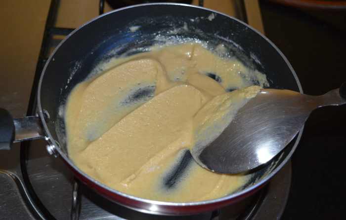 Step four: Saute until the mixture changes color and becomes golden brown. This may take about 6 minutes.