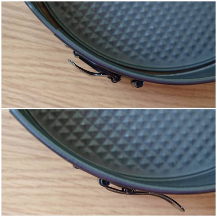 This is what an open versus a closed springform pan looks like.