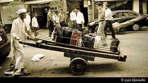 A dabba wallah at work.