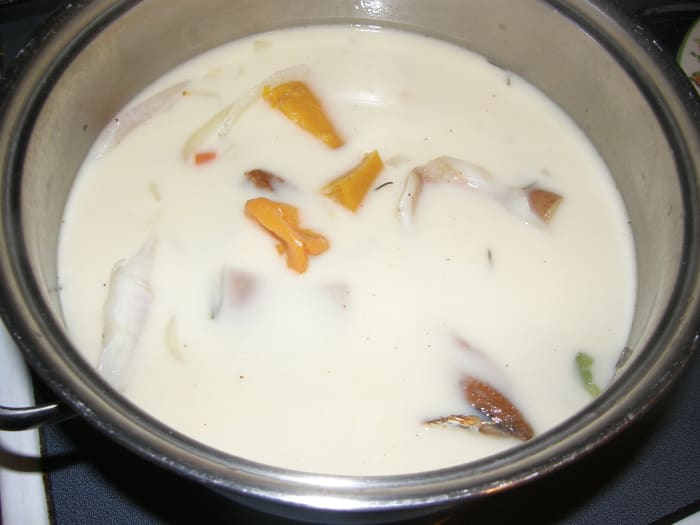 Bring to the boil, then reduce to a simmer for about 30 minutes. At this point you may also want to do a taste test to adjust the salt and other seasonings.