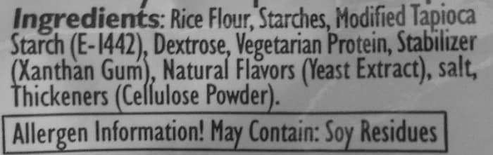 These are the ingredients of our locally produced (Israeli) GF flour. Anything similar will do. A brand with no added sweetener is OK, too.