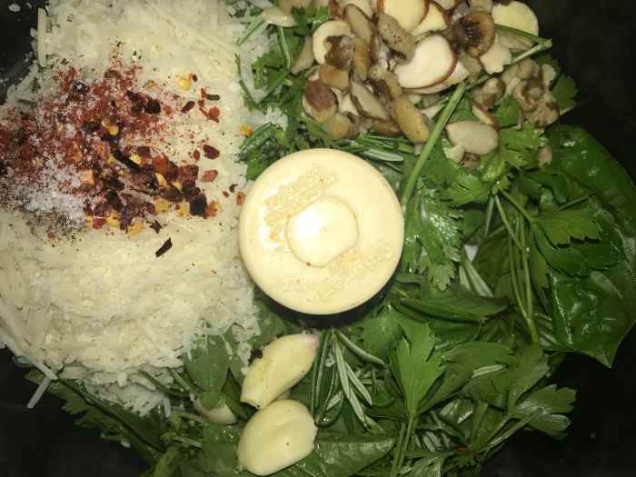 Step 1: Place everything (except olive oil) into the food processor.