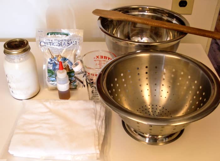 The ingredients list is short, and many kitchens will already have most of the resources you will need to make this cheese, with the exception of rennet.