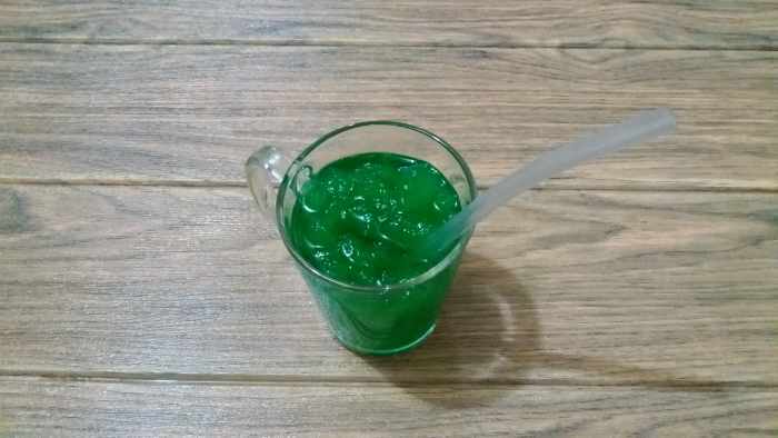 This alien slime drink would be a great addition to a Halloween party!