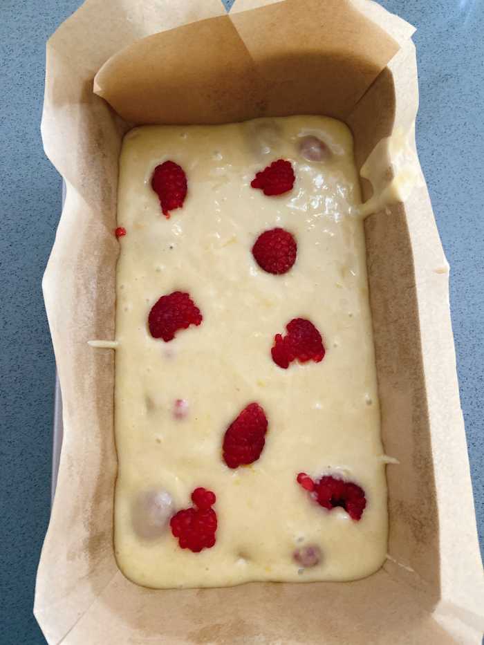 Pour the mixture into a prepared loaf pan.