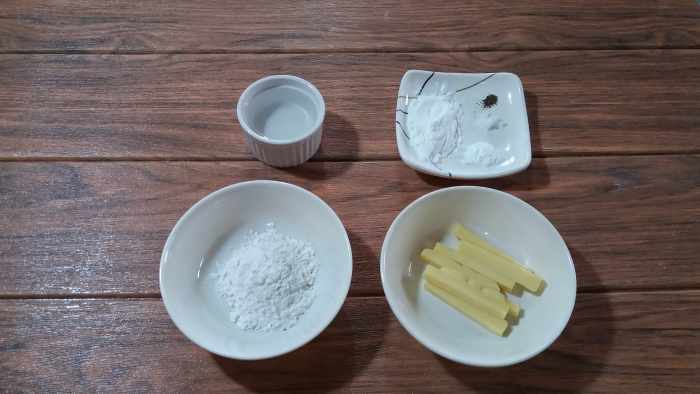 Fried cheese sticks with a flour coating