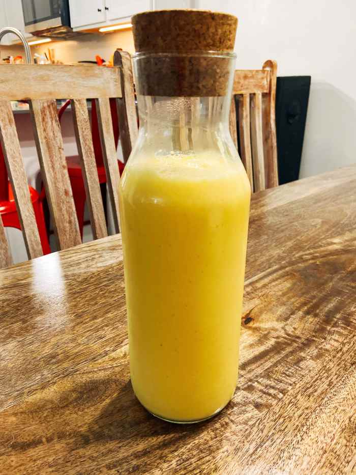 Save the remaining smoothie in a glass jar and keep refrigerated. 