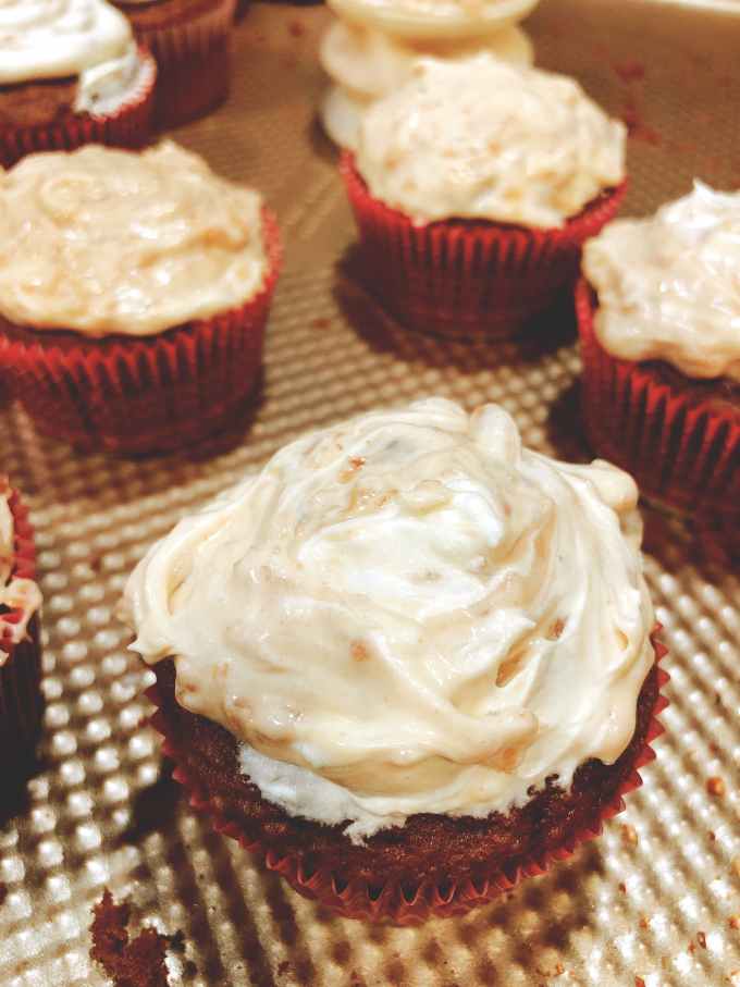 The coconut-pecan frosting is delicious even without the chocolate frosting.