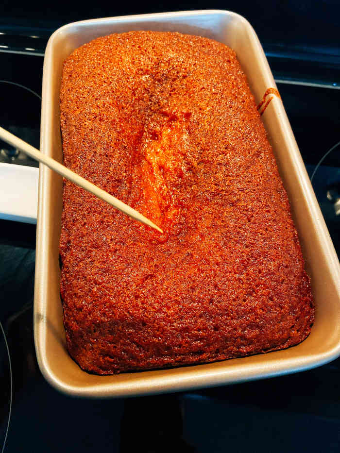 The cake tester comes out clean means the cake is perfectly baked.