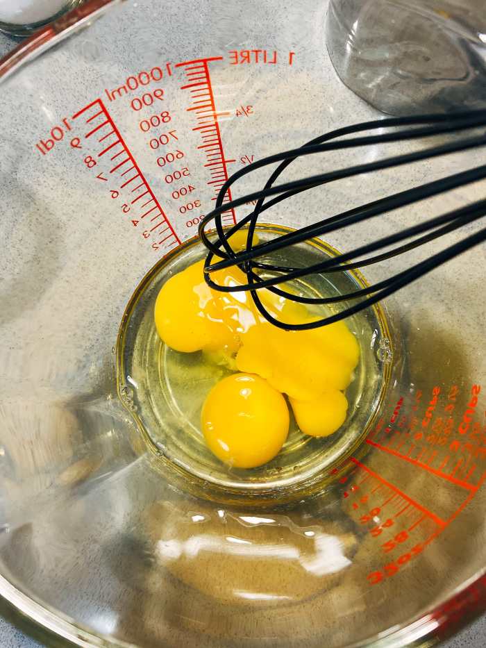 Combine the eggs and salt in a large bowl.