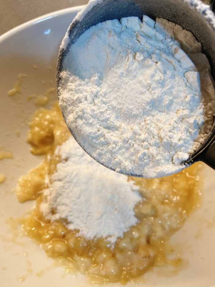 Add flour into the mixture. 