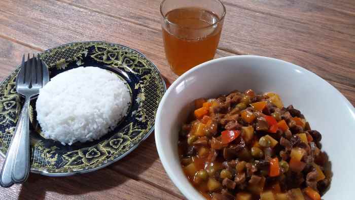 Delicious menudo with chicken gizzards