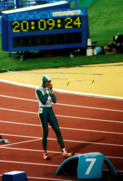 Cathy Freeman wins Olympic Gold Medal in the women's final 400m during the Sydney 2000 Summer Olympics.