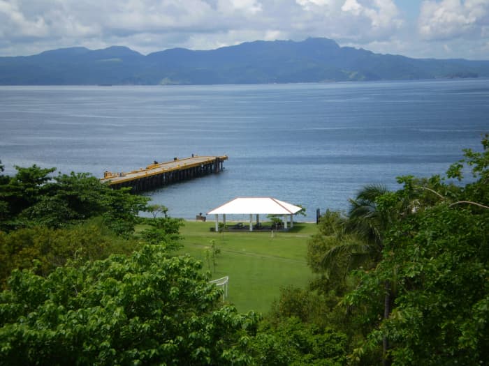 From Corregidor island, Philippines, looking north. The strategic location of this island, at the mouth of the Bay of Manila, was not lost on the Spanish, and it was originally used as an outpost for that purpose.