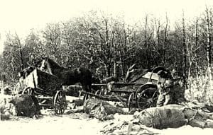 Remains of destroyed column of refugees, their vehicles and other possessions. From: Grossmann D. Der Kampf um Ostpreussen. Stuttgart, 1991
