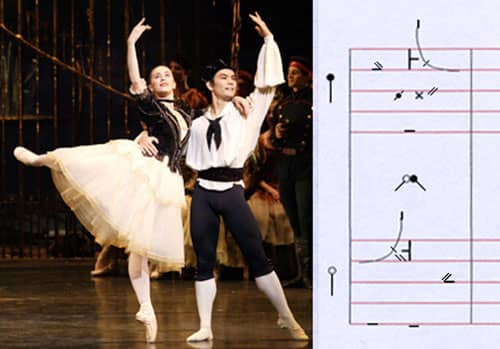 The movements are written in notation to include every detail of hand holds etc., much of which is not seen in the picture.