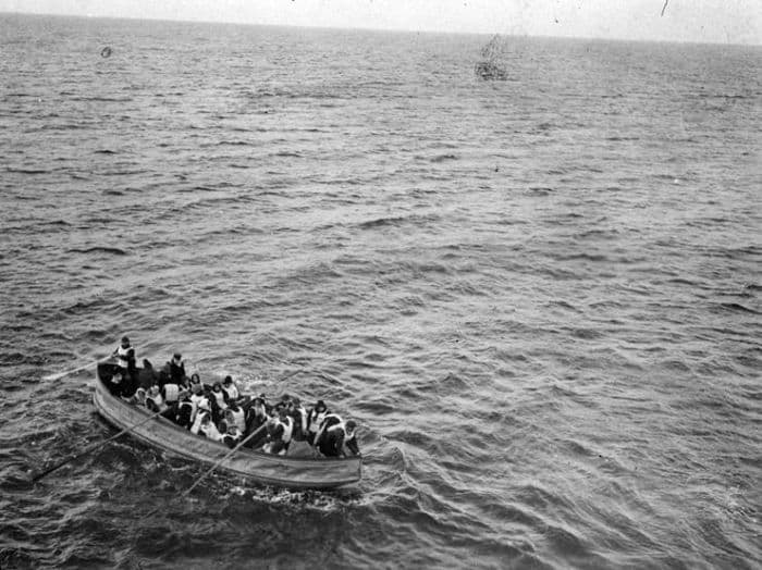 Taken by a passenger on board Carpathia on April 15, 1912 showing one of Titanic's collapsable boats.