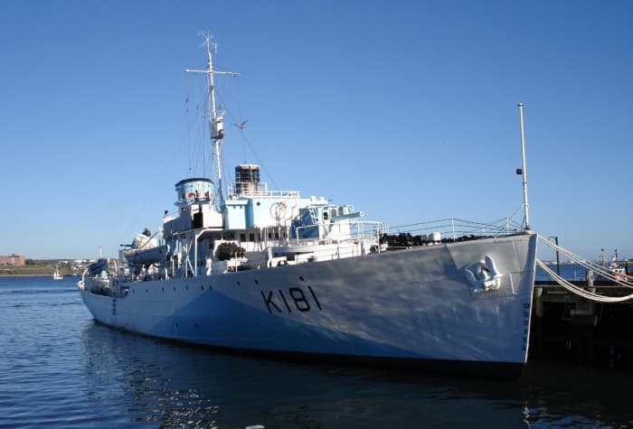 RCN Sackville, a restored corvette from WW2, now part of the Naval Museum in Halifax, Canada.