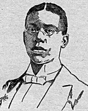 Sketch of poet Paul Laurence Dunbar. From Norman B. Wood, White Side of a Black Subject. Chicago: American Publishing, 1897.