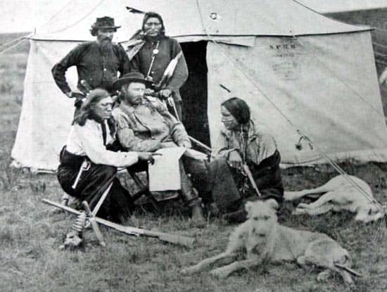 Custer with his chief scout, Bloody Knife (left). Loyal to the end, he would also perish at the LIttle Big Horn.