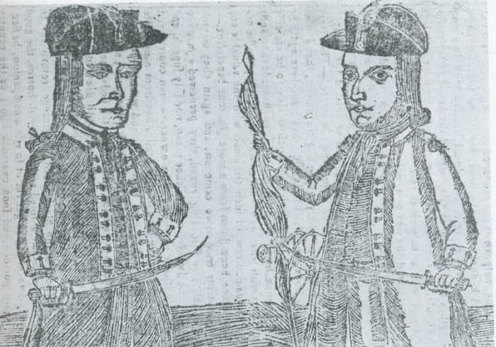 Danial Shays and Job Shattuck, two of the conspirators in the rebellion that bears Shays' name.