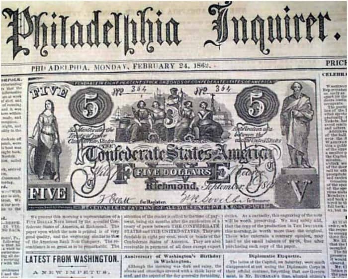 Philadelphia Inquirer front page, February 24, 1862