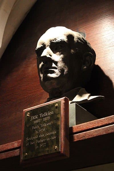 J R R Tolkien was the author of The Lord of the Rings and inventor of the giant spider, Shelob. This bust was sculpted by Faith Tolkien and is on display in his hometown of Oxford, England.