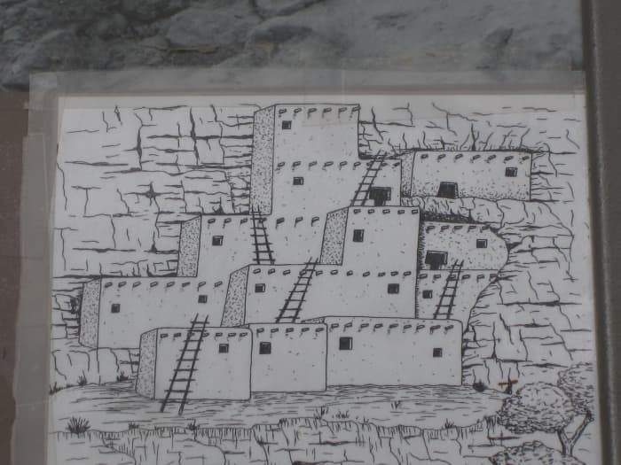 Artist Rendering of Castle A that was built against the cliff wall just to the west of Montezuma Castle