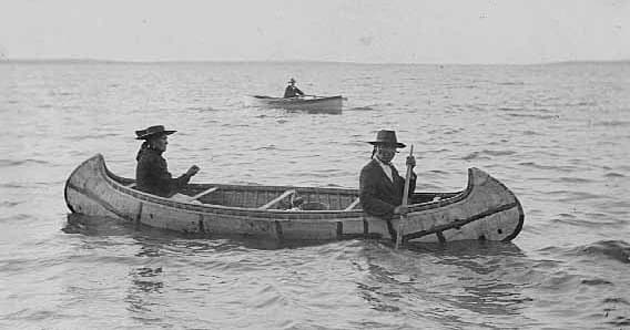In the past, the birch bark canoe was frequently used by Native Americans for transport and commerce.