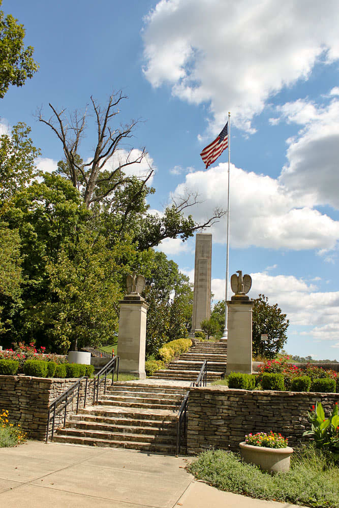 Stairs that lead to the monument and tomb.