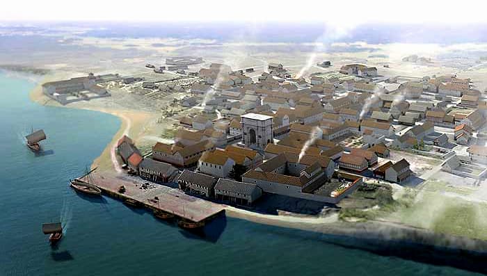 Artist's impression of how Rutupiae / Richborough may have looked during its heyday in the 2nd century AD