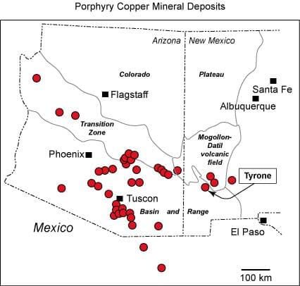 Where there is porphyry and copper mining, there is almost always gold and silver. Silver is the third most important mineral mined in Arizona by value.