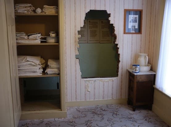 The Hiding Place Behind the Wall in Corrie's Bedroom. The Entrance was Through a Hole in the Bottom of the Closet. The Wall Was Made of Brick to Give the Illusion of an Exterior Wall.