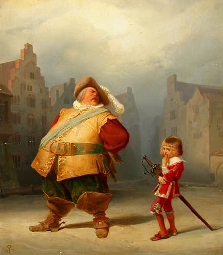 Sir John Falstaff, one of the most famous comic characters in all English literature, who appears in four of Shakespeare’s plays. Entirely the creation of Shakespeare, Falstaff is said to have been partly modeled on Sir John Oldcastle, a soldier and