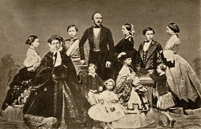 Prince Albert, seen here with Queen Victoria and their many children, was the source of the German bloodline inherited by Edward VIII.