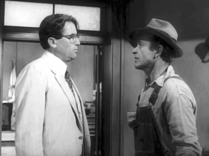 Gregory Peck (left) & James Anderson in (1962) film trailer 