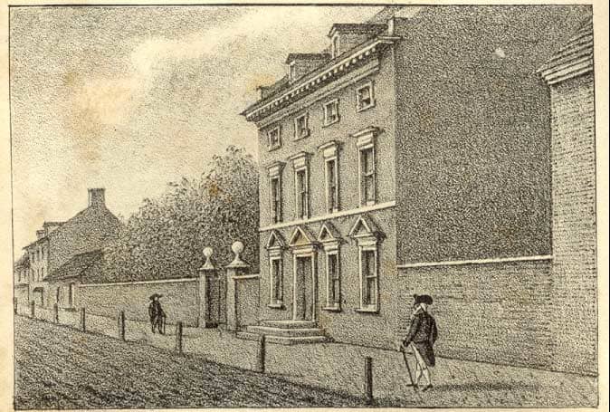 Pictured above is the presidential house in Philadelphia. When the Washingtons moved to Philadelphia in 1790, the first president and first lady brought nine slaves with them
