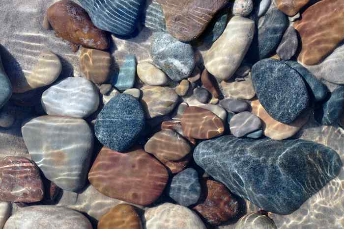 Beach Pebbles, Boulders and Cobble Stones Lake Michigan