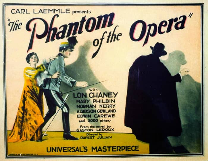 The 1925 Silent film Phantom of the Opera, starring Lon Chaney was a frightning retelling of the gothic novel. It was the first time the story was adapted to the big screen.