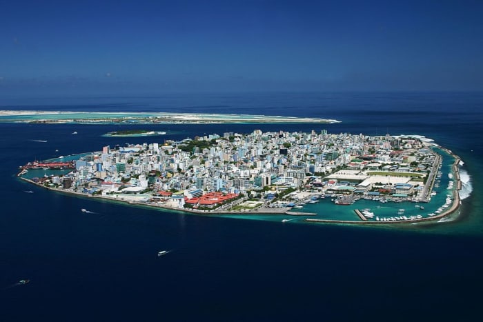 Malé, capital of Maldives, is now completely built over. The Maldives are all coral islands