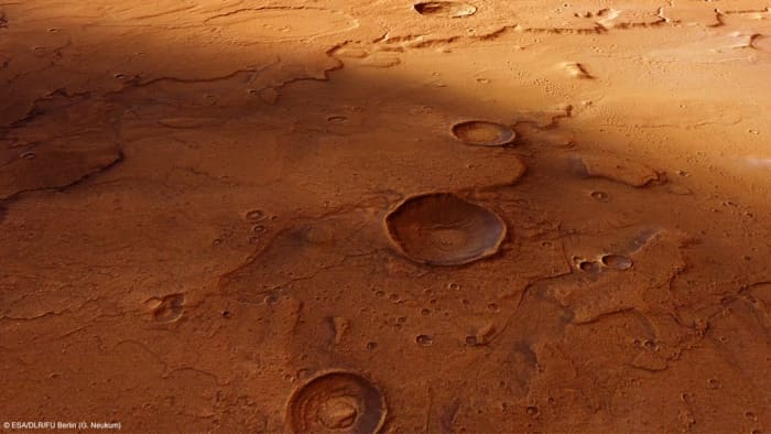The cratered plains of Acidalia Planitia, where The Martian takes place.