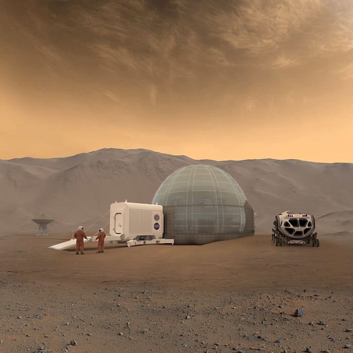 Artists rendering of what a future Mars mission might look like