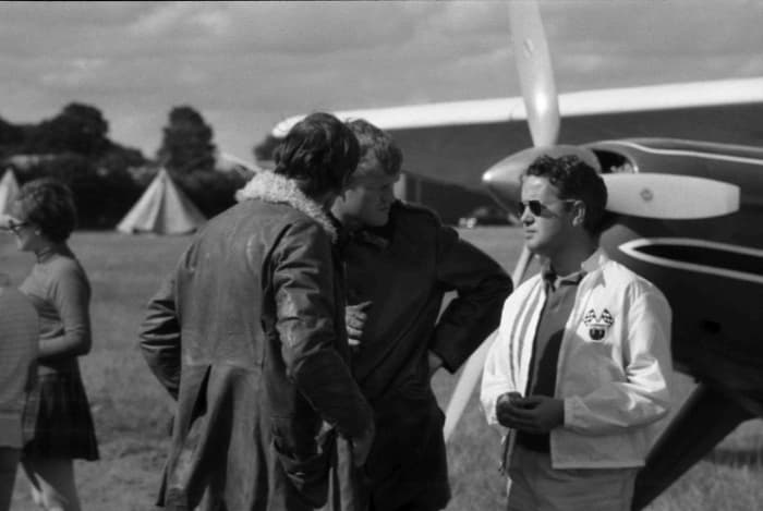 Richard Bach—notice the aircraft in the background, as aviation and flying has long been one of Bach's personal hobbies.