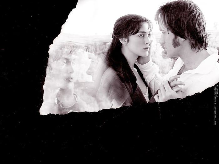 A photo of Keira Knightley and Matthew Macfadyen as Elizabeth and Darcy from the 2005 adaptation of the film.