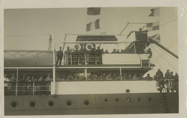 The first 500, Newfoundland Regiment on the SS Florizel, St. John's, Newfoundland, before leaving for the war in Europe.