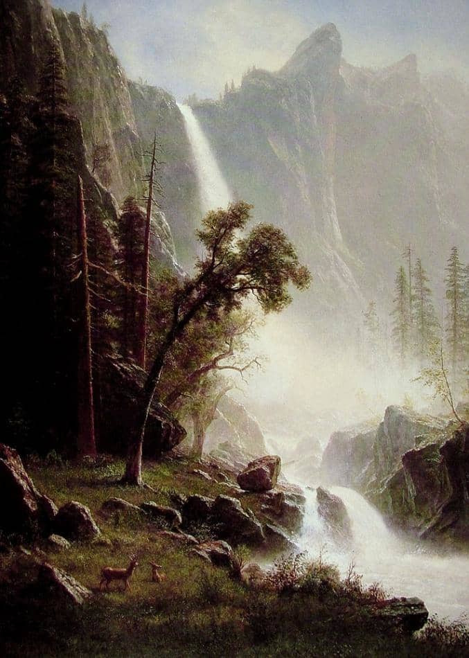 Albert Bierstadt, "Bridal Veil Falls". Albert Bierstadt is known for his grand landscapes, which have a dreamy quality.
