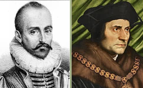 Montaigne: Public domain - copyright expired. See: http://en.wikipedia.org/wiki/File:Michel_de_Montaigne_1.jpg More: Hans Holbein the Younger 1527. 'Faithful reproductions of two-dimensional public domain work'. See: http://en.wikipedia.org/wiki/File