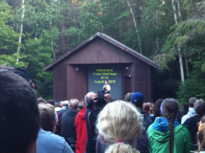 Algonquin Park Public Wolf Howls' begin with a slide show presented by Algonquin Park Naturalists, located at the park's Outdoor theatre.