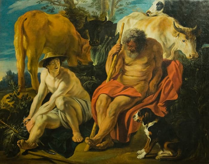 Jacob Jordaens, Mercurius and Argus, 17th Century. Artists seem shy of having a go at depicting the 100 eyes.